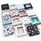 Eyelash Box Custom Logo 3D Eyelash Diamond Handle Butterfly Square Drawer Box Eyelash Packing Box