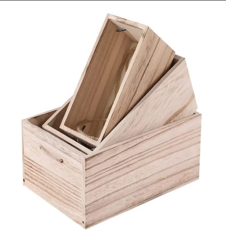 Retro Color Pine Wood Wooden Storage Box 25x15x9cm 