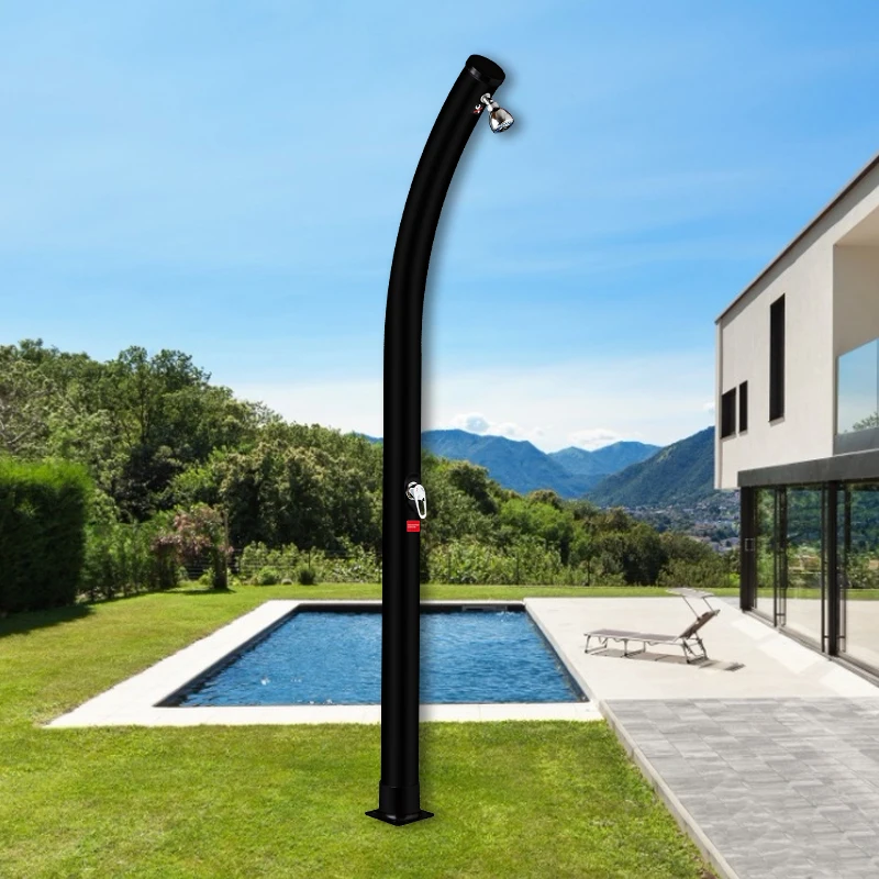 Black 20L Freestanding PVC Outdoor Pool Shower Garden 2 Sections Solar Shower Column Pipe