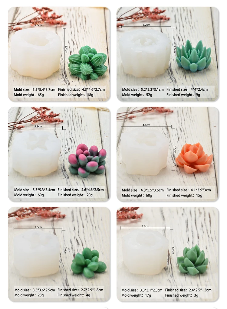 Handmade Succulent Silicone Plants Flower Silicon Mould For Candle