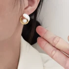 Pearl Hyacinth French Style Graceful Exquisite 925 Silver Needle Resin Metal Geometric Pearl Earrings Stud