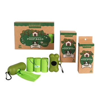 customized free sample dog waste bag factory compostable ecofriendly large capacity cornstarch poop bag with holder
