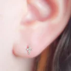 14k Diamond Luxury Women's 925 Sterling Silver Jewelry 14K Gold-plated Diamond Cross Stud Earrings