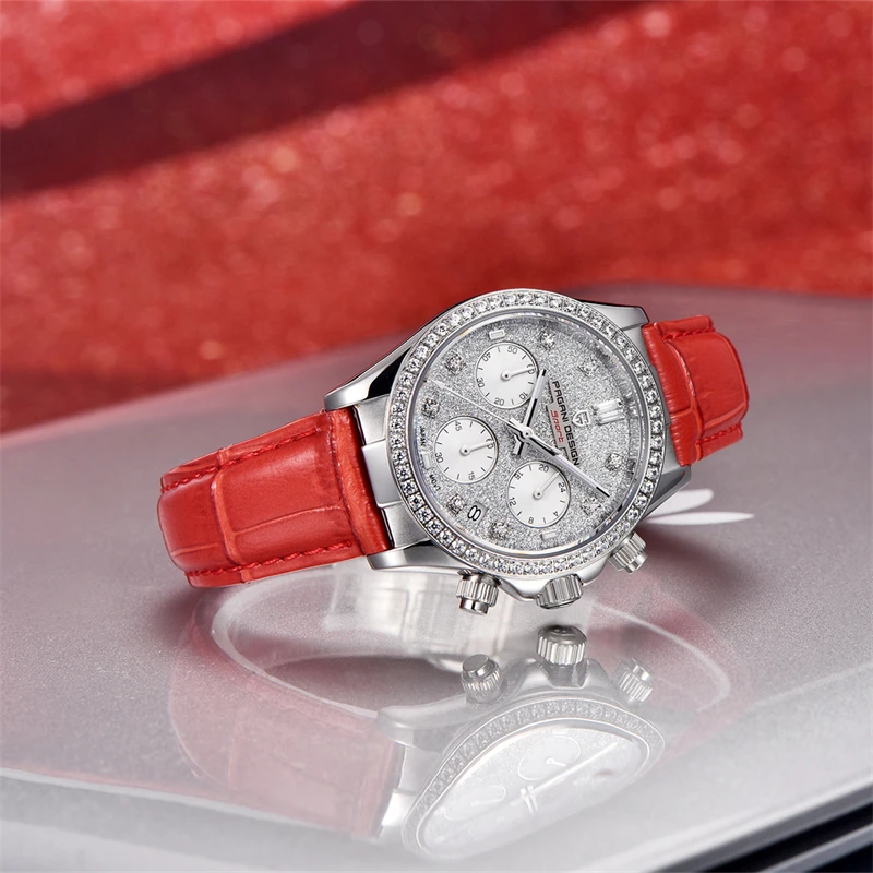 PAGANI DESIGN – montres à Quartz multifonctionnelles de 36MM pour femmes, montre de luxe en verre saphir pour femmes, joli emballage, cadeau parfait PD 1730