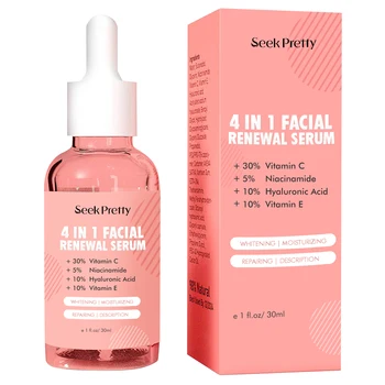 Skin Care Facial Serum 4 in 1 Anti-aging Whitening 30% Vitamin C 5% Niacinamide 10% Vitamin E HA Face Serum