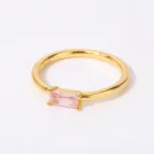 Band Ring Custom Dainty Baguette Band Ring Gold Vermeil Handmade Rose Quartz Wholesale Jewelry Ring For Woman