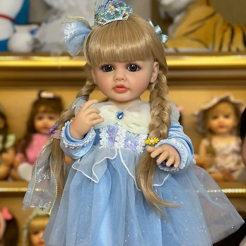 New 22 Inch Lifelike Toys Reborn Baby Dolls Realistic Soft Vinyl Doll Princess Dress
