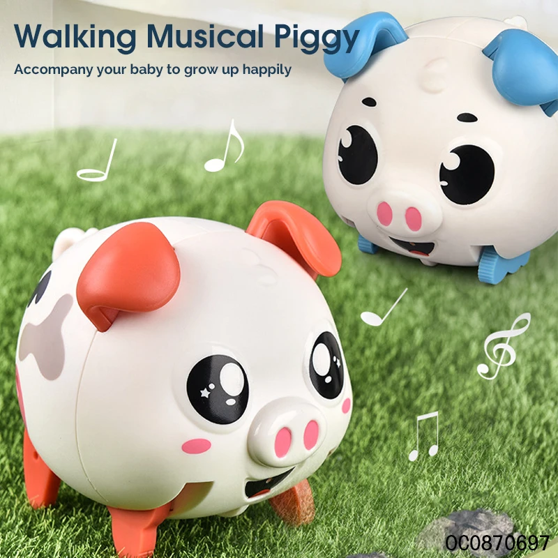8pcs voice control sensor pig electric walking toy animals with light and music