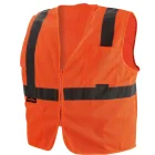Mesh Economy Orange 3 Pockets Breathable Surveyors Vest Zippered High Visibility Mesh Vest