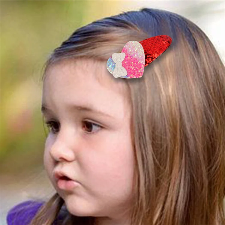 5pcs/set New Style Sweet Plush Hearts Cute BB Hair Clips Snap Hairpin Hair Grips For Children