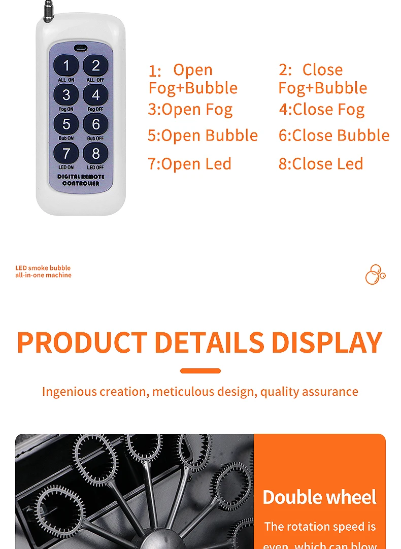 SHTX Professional 1500W Full Color Smoke Bubble Machine for Party Events Wedding with Remote Control LED Fog Bubble Machine