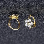 Earrings Gemnel Fashion 14k Gold Jewelry Cubic Zirconia Cartilage Small Flower Hoop Earrings