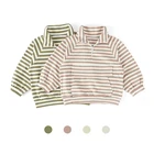 Outfit Boys Children Casual Outfit Knitted Wear Boys Girls Polo Zip Pullovers Kids Stripped Sweatshirt Tops