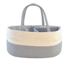 Baby Bag Cotton Diaper Basket Hand Made Cotton Rope Baby Diaper Caddy Organizer Bag Basket With Grey Color