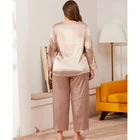 Sleepwear Set Women Plus Size Silk Satin Pajamas Soft Sleepwear Women's Loungewear Over Sized Silk Pajama Set Women