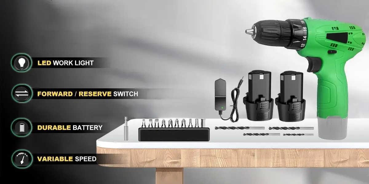 12V Cordless Screwdriver Drill, Electric Power Tools for Drilling