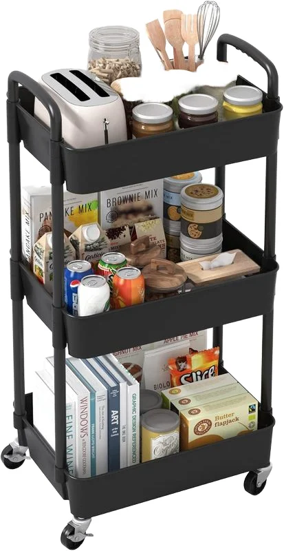 Hot selling household storage basket organizer kitchen utility rack bracket detachable plastic storage rack with wheels