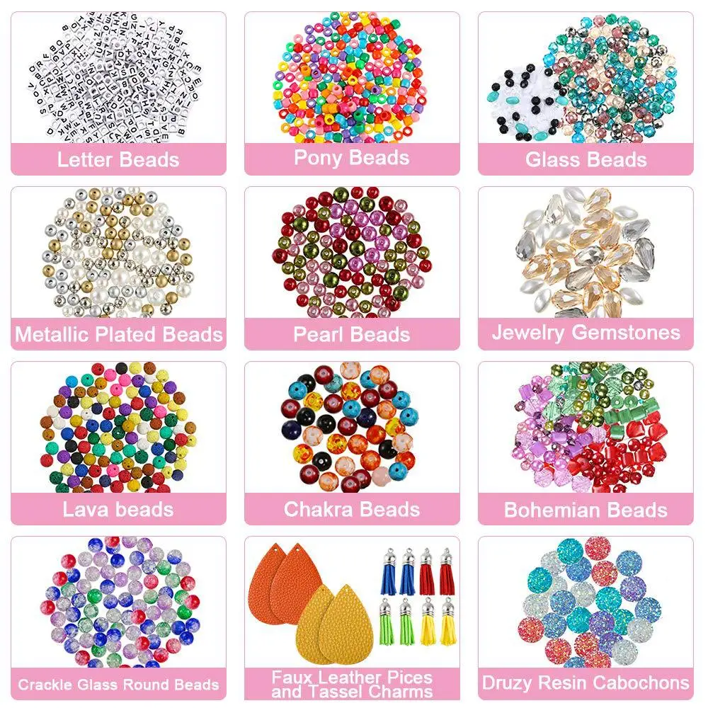4-layer 2880pcs Beads Charms Findings Beading Wire Jewelry Making Kit Supplies For Bracelets Necklace Earrings