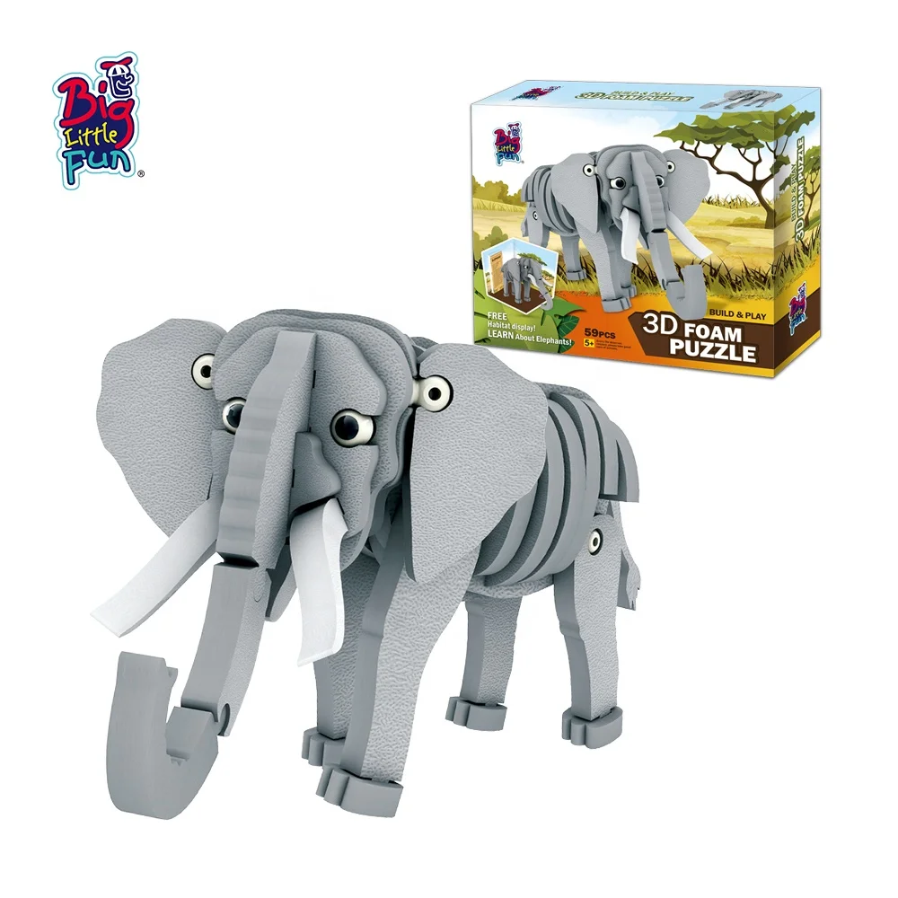 Realistic Zoo Animals Elephant Puzzle 3d Craft Foam Sheets Stem Toys  Educational - Buy Puzzle 3d,Craft Foam Sheets,Stem Toys Educational Product  on 