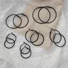 Hoop Earrings 2021 New Simple Fashion Black Hoop 60mm Black Hoop 50mm Thin Hoop Earrings For Women