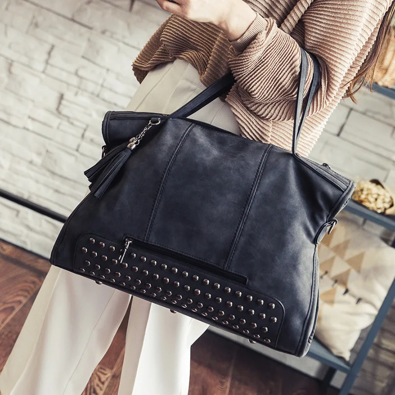 Womens PU Leather Shoulder Rivet Handbag Crossbody Bag Tote Messenger Satchel 