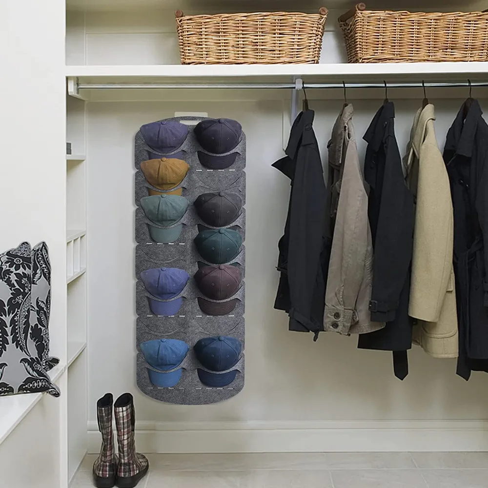 Hat Rack for Baseball 14 Pockets Hat Organizer can Hanging Over The Door Hat Storage Stand Closet Wall with Large Pockets