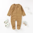100% Cotton Baby Romper Organic Cotton GOTS Certified 100% Organic Cotton Zipper Footie Baby Jumpsuit Romper
