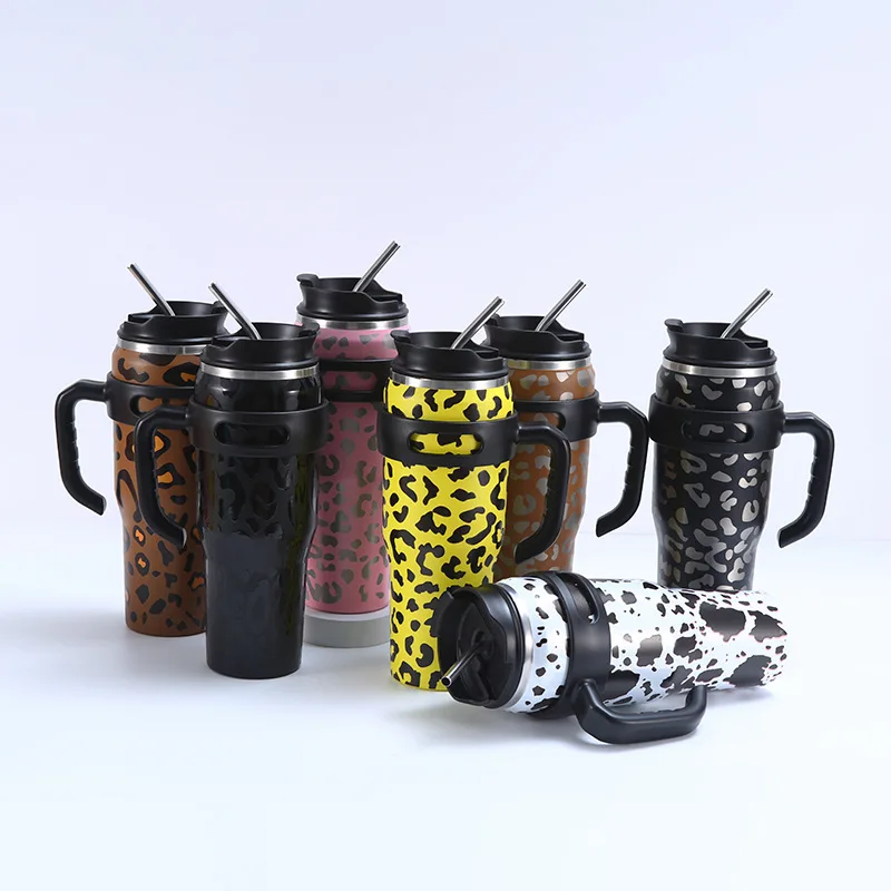Top Selling Coffee Mug Zebra Print Holographic Leopard Colorful Laser Engrave Bpa Free Tumbler With Straw And Lid Vulcanus