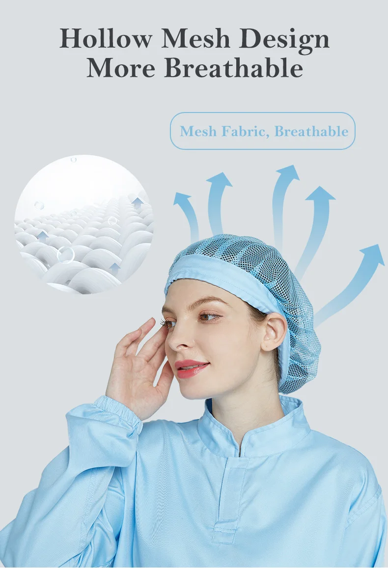 KL-3006 Polyester Mesh Hat with Adjustable Rope for Food Factory and Workshop - Dust Proof Mesh Style Cap