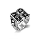 Black Titanium Hip-hop Jewelry Templar Vintage Black Cross Titanium Steel Ring