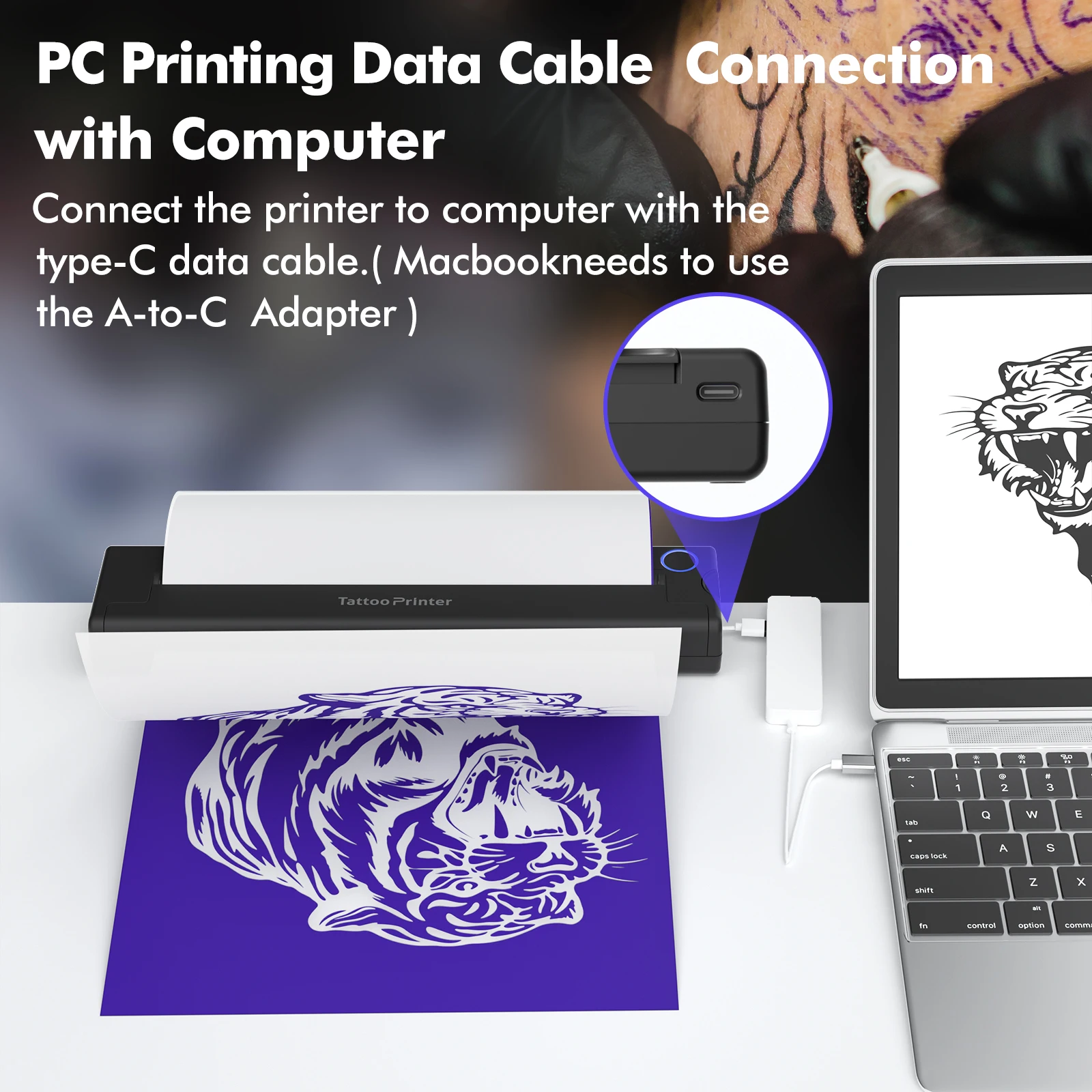 LUCK JINGLE Bluetooth A4 Mini Portable bluetooth Tattoo Printer for Computer and Phone IOS and Android2