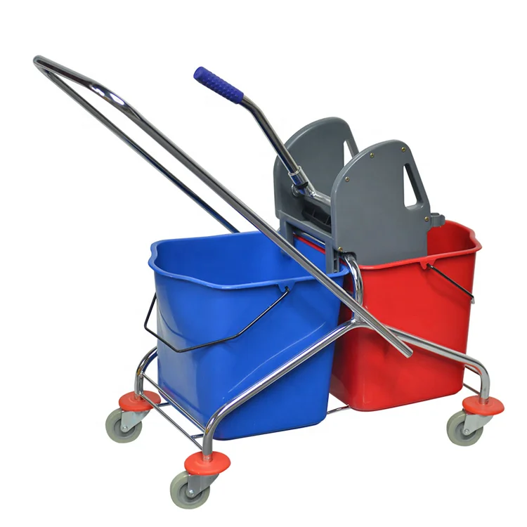 Side Press swabber bucket service cart Floor Cleaning Double bucket Mop wringer trolley