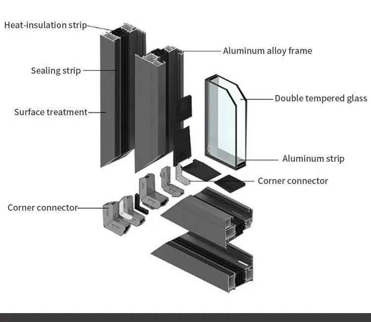 Waterproof veranda double glazing aluminum bi folding doors design