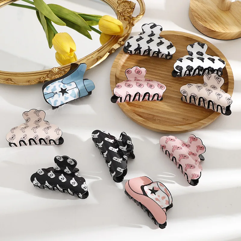 2022 New Design Low Moq Dropshipping Acrylic Shoes cowboy boot hair claw cowboy hat hair claw clip For Women Girls 34 H7c383f33ffd54354be4eed1d237deec3p