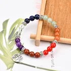 Bead Life Of Tree Charm Natural Chakra Crystal Round Bracelet 8mm Bead Size Stretch Bracelet