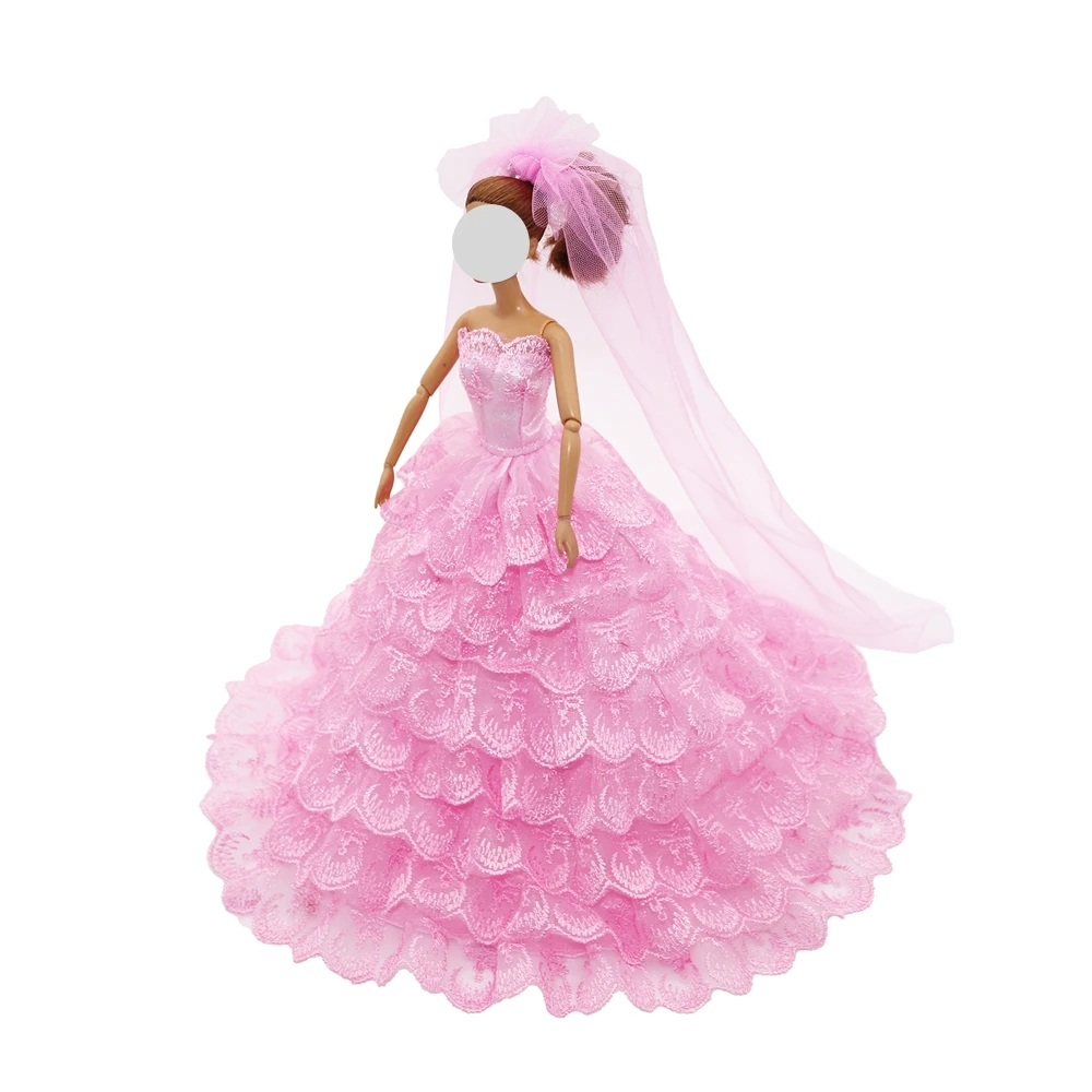 2023 Fashion 30cm bjd Doll Girl Clothes Pink Wedding Dress for Bebe Doll