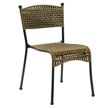 Nordic Outdoor Furniture Rectangle Metal Dining Chairs Iron Frame Stackable Garden Patio Chair Seat