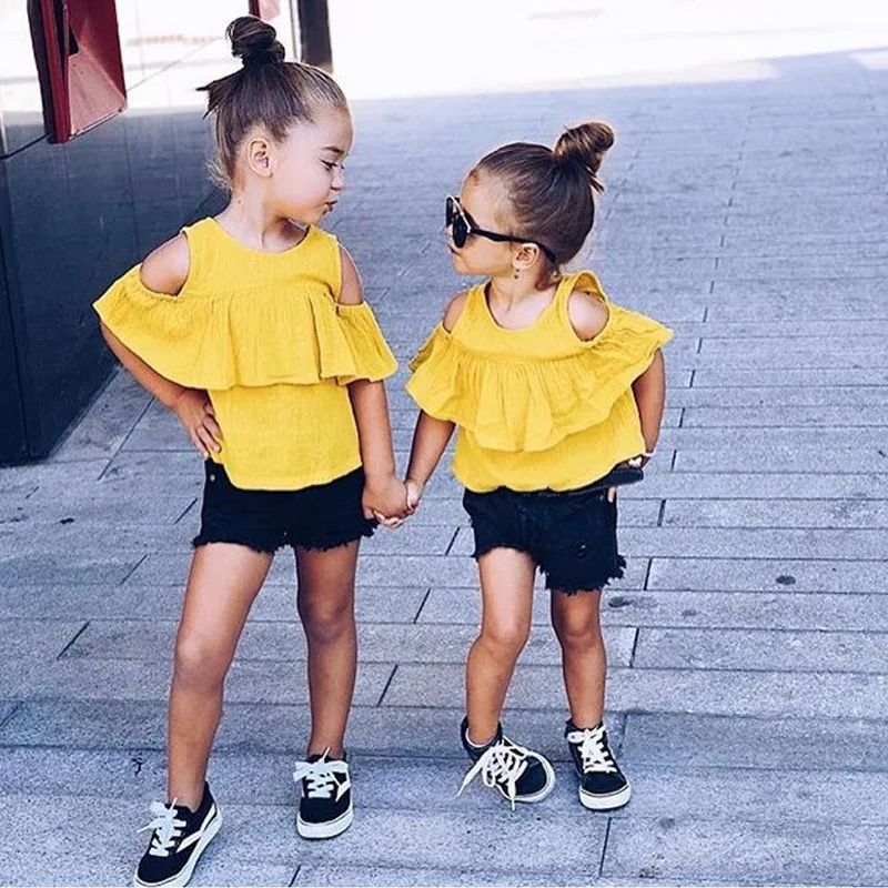 2022 new fashion casual toddler girls summer outfits sleeveless tops+shorts two-piece high quality children clothing