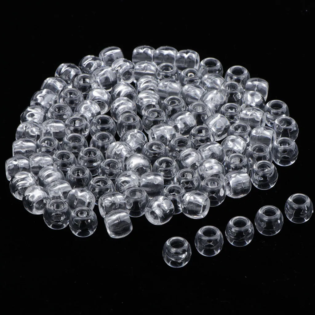 100PCS Hair Braid Beads Antique Dreads Decoration Pendants Clear