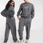 100% Custom 100% Cotton Oversized Sweatsuit Unisex Embroidered Sweat Suits Tracksuit Long Sleeves Pullover Hoodie