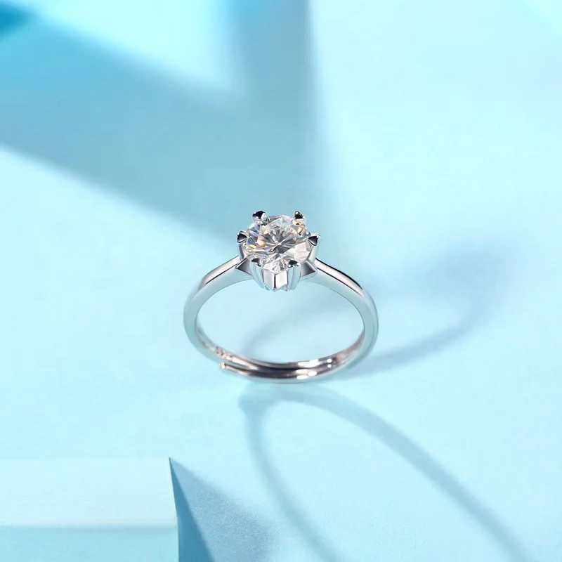 HMOIS rings jewelry women wholesale costom fashion silver 925 1.0ct moissanite marriage ring