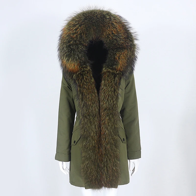 Oftbuy 2024 Waterproof Parka Real Fur Coat Winter Jacket Women Natural Raccoon Fur Collar Hooded 2027