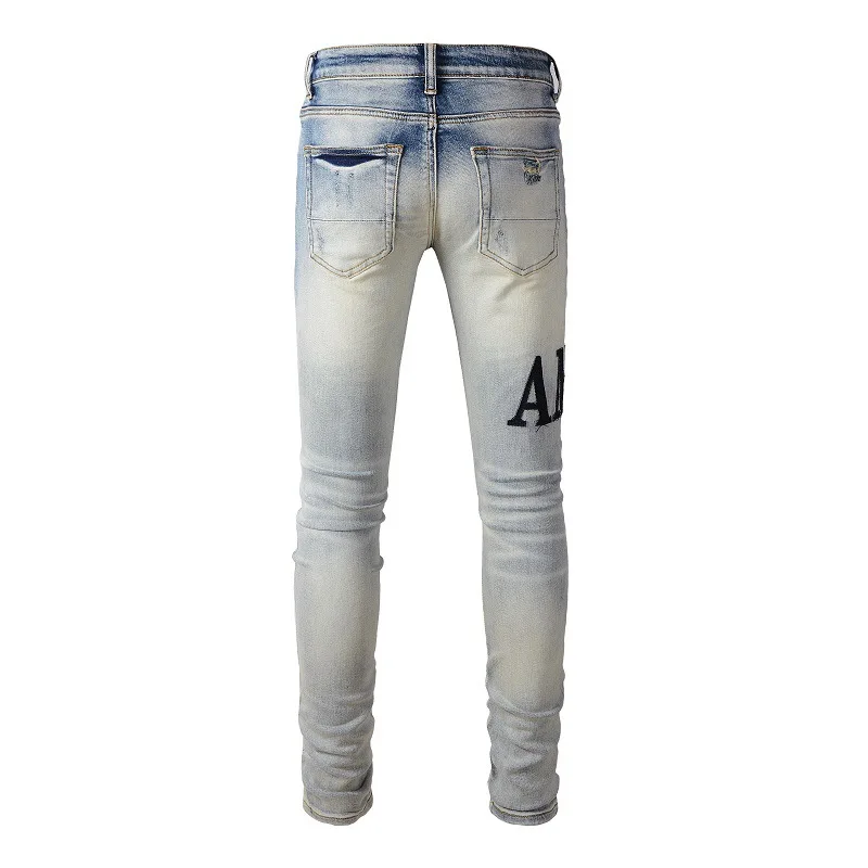SSY New Styles Denim Jeans in Stocks Famous Brand Designer Trend Denim Pants Cowboy Close-fitting Denim Pants supplier
