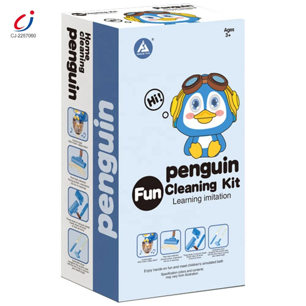 Simulation housekeeping tool set cartoon penguin vacuum cleaner role play cleaning toys kids vacuum cleaner toy set