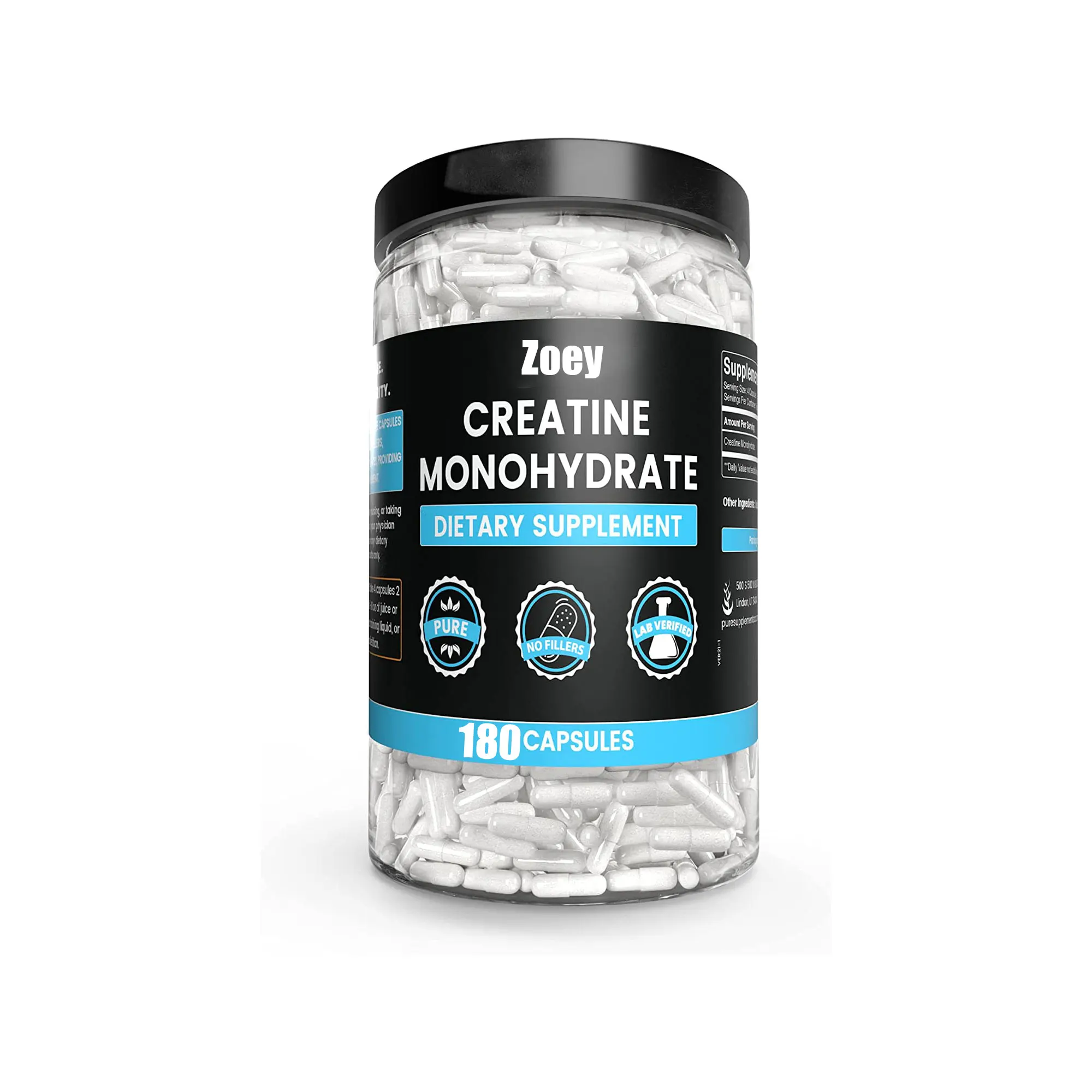 肌酸一水合物胶囊肌肉健身支持健美补充剂微粉化肌酸肌酸补充剂180