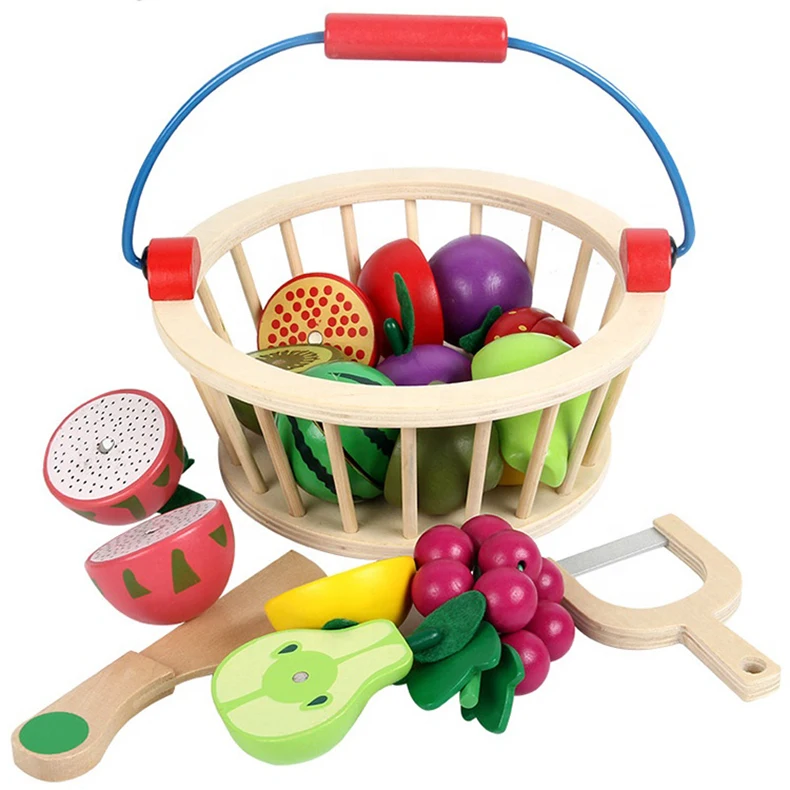 MWZ Children Pretned Play Toy Magnetic Wooden Cutting Fruit Vegetable Simulation 