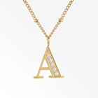 Stainless Necklace Women Wholesale Custom Women Stainless Steel Diamond Alphabet Pendant Charm Letter Initial Necklace