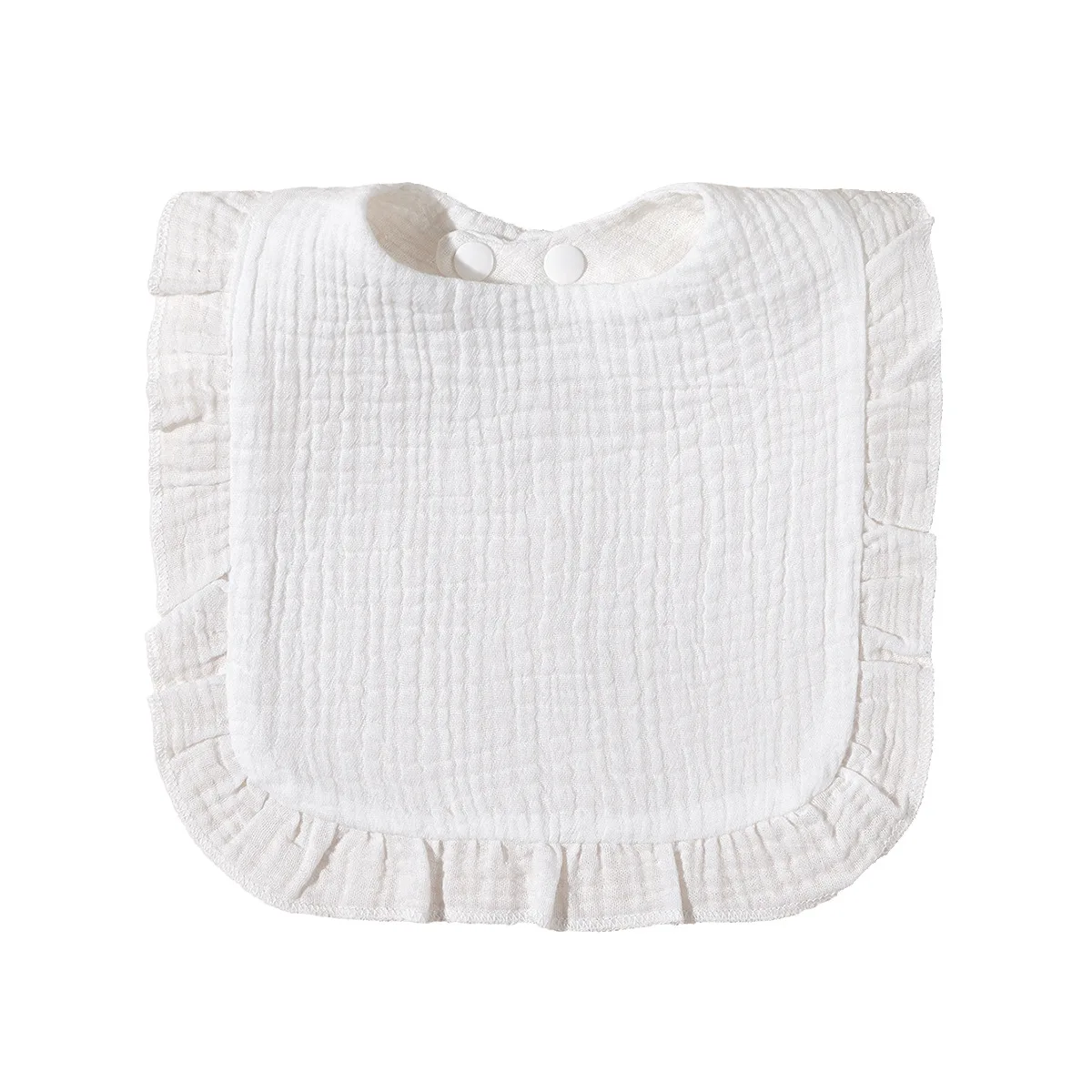 Soft new infant drool bandana bibs newborn blank 100% cotton muslin toddler white ruffle bib for baby girl feeding bib