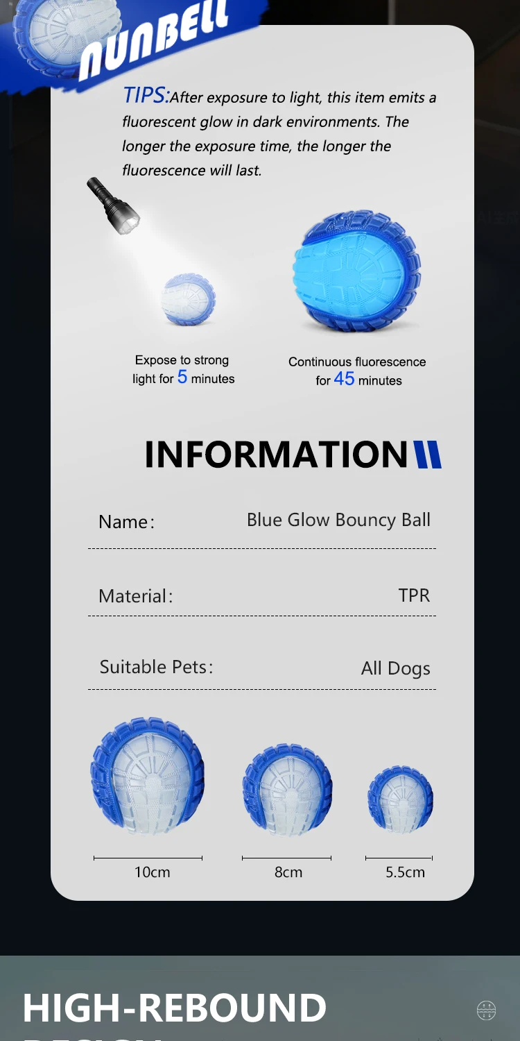 Eco-Friendly High Quality Outdoor Sport Dog Toys Glow-in-the-Dark Interactive Squeaky Training Play Ball-Durable Rubber for