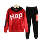 Girls Boys Girls Boys Outfits Clothing Sets Red Print Sweatshirt Black Pants Kids Winter Clothes Set